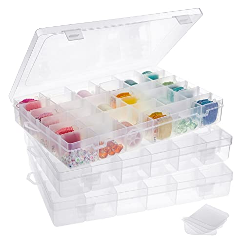 3 Pack Jewelry Organizer Box for Earrings, Clear Plastic Bead Stora...
