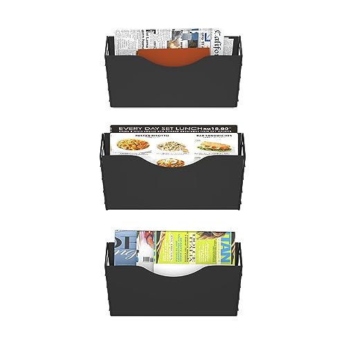 3 Pockets Magnetic File Holder for File Cabinets, Refrigerator, Whi...