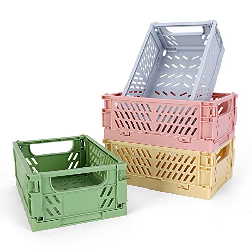 4-Pack Mini Plastic Baskets for Shelf Storage Organizing, Durable a...