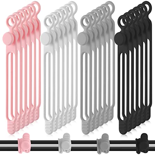 40 Pcs Silicone Cable Ties Reusable Holder Strap Cord Ties Adjustab...