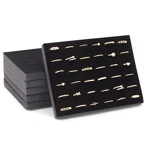 6 Pack Black Velvet Ring Organizer for Jewelry Displays and Cases, ...