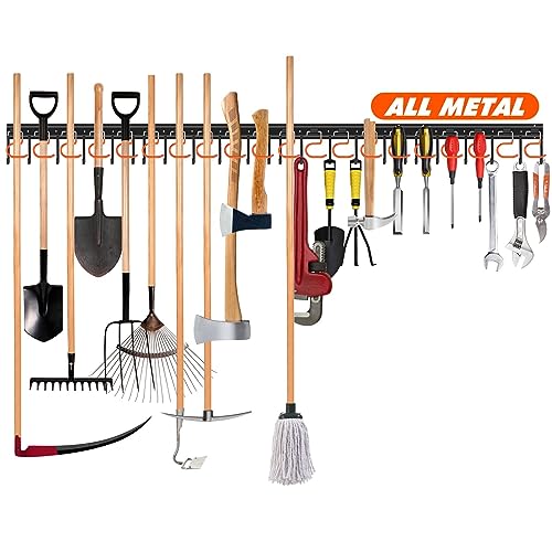 68   All Metal Garden Tool Organizer Adjustable Garage Wall Mount O...