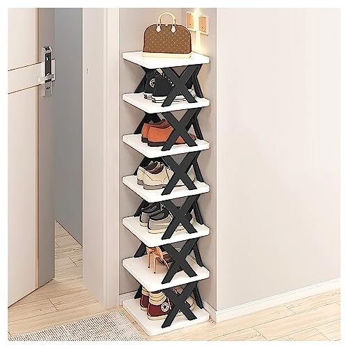 7 Tiers Small Shoe Rack,Narrow Vertical Free Standing Shoe Tower,Sp...