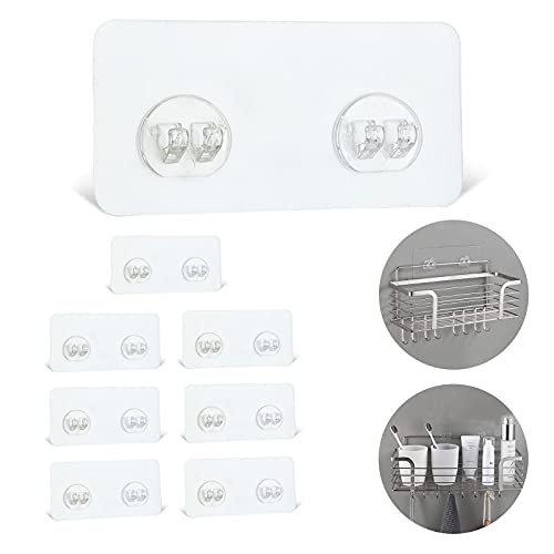 8 Pack Shower Caddy Adhesive Hooks Replacement, Strong sticker Hook...