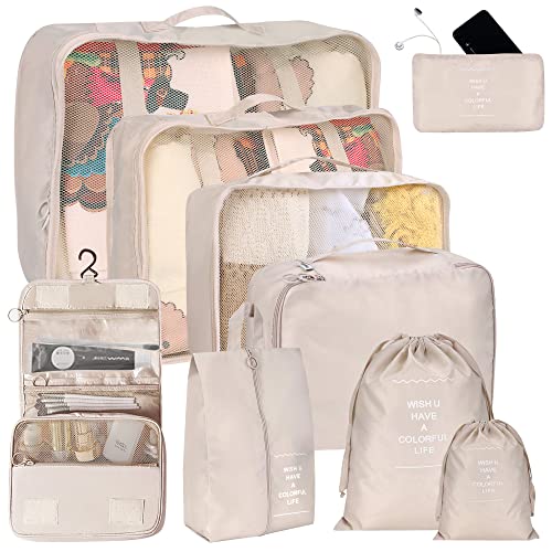 9 Set Packing Cubes for Suitcases, kingdalux Travel Luggage Packing...