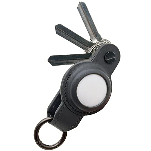 Air Tag Key Organizer, Compact Leather Keychain for Apple AirTag, w...