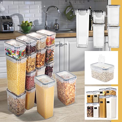 Airtight Food Storage Containers, 5 Size Clear Plastic Single Pantr...