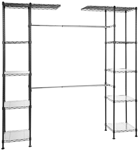 Amazon Basics Expandable Metal Hanging Storage Organizer Rack Wardr...