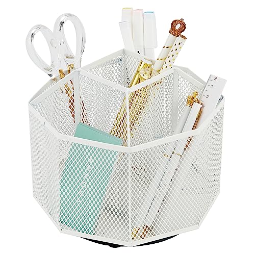 Annova Mesh Desk Organizer Rotate with 5 Compartments Spinning Tidy...