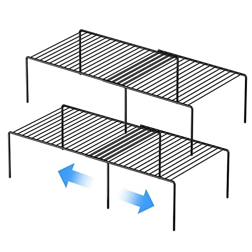 ARCCI Expandable Cabinet Wire Shelf Rack Set of 2, Adjustable Kitch...