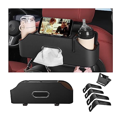 AUCELI Car Seat Back Organizer with Cup Holder and Tissue Box, Head...
