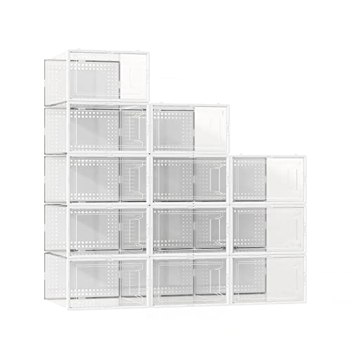 AVGXC Clear Plastic Stackable Shoe Boxes, Set of 12 Transparent Sho...
