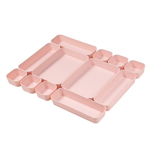 Backerysupply Set Of 12 Pink Color Plastic Desk Drawer Organizers F...