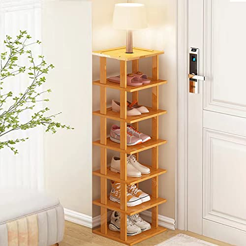 Bamboo Shoe Rack - Vertical Shoe Rack for Small Spaces, Tall Narrow...