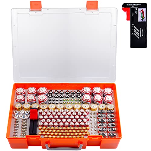 Battery Organizer Case, Battery Storage Holder with Battery Tester ...