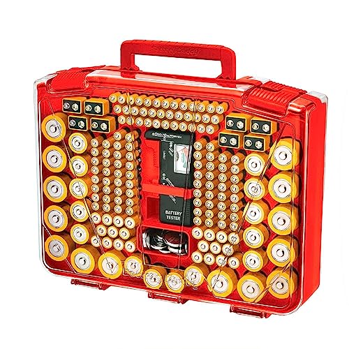 Battery Organizer Storage Case with Tester - Keep Your Batteries Se...