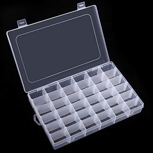 Benbilry 36 Grids Clear Plastic Organizer Box with Adjustable Divid...