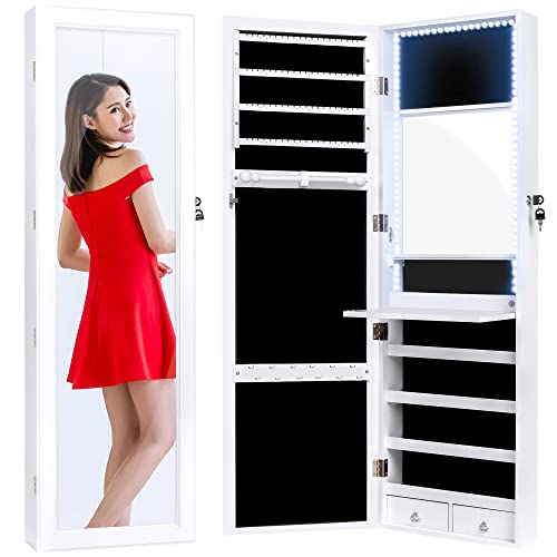 Best Choice Products Full Length Hanging Mirror Jewelry Armoire Cab...