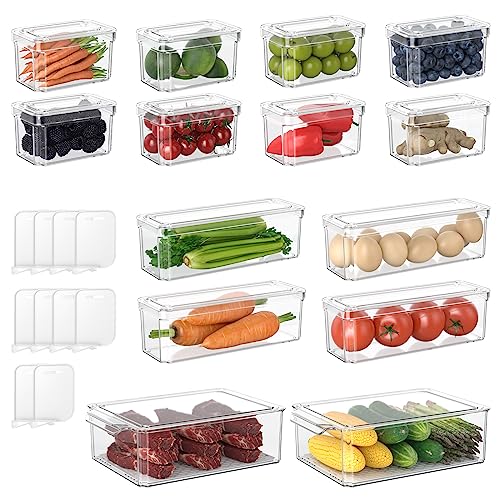 BOICHU Fridge Organizers and Storage - 14 Pack Clear Refrigerator O...