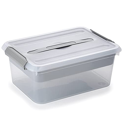 BTSKY Stack & Carry Box, Clear Plastic Storage Container Stackable ...