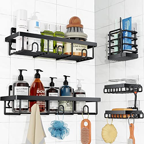 Bunoxea Shower Caddy, 5-Pack Shower Shelves,Adhesive Shower Organiz...