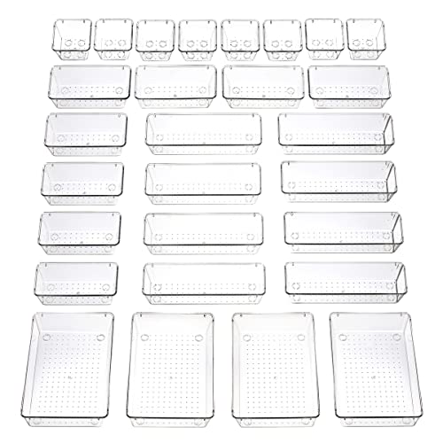 Byomostor 28PCS Clear Plastic Drawers Organizer in 4 Sizes, Ultimat...