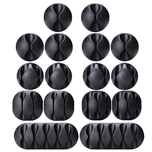 Cable Clips, OHill 16 Pack Black Adhesive Cord Holders, Ideal Cords...