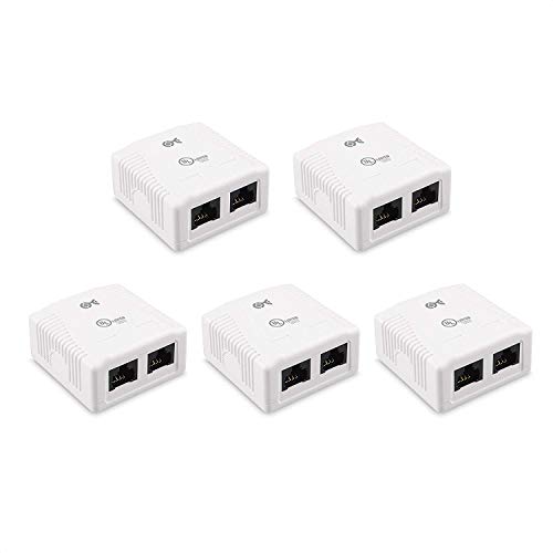 Cable Matters UL Listed Cat6 5-Pack RJ45 Surface Mount Box - 2 Port...