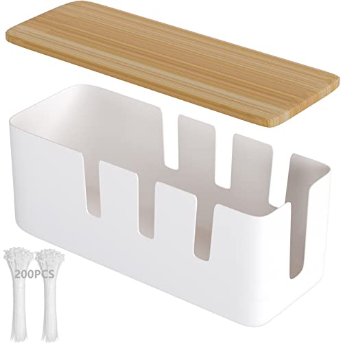 Cable Organizer Box - Cable Management Box,12x5x4.5 inches,Wood Lid...