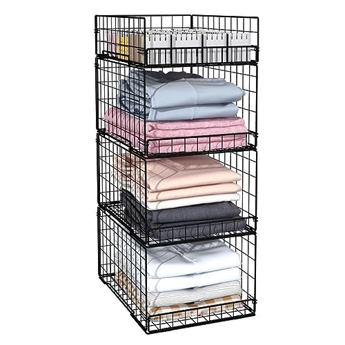 Closet Organizers and Storage Shelves for Clothes, Collapsible Stac...