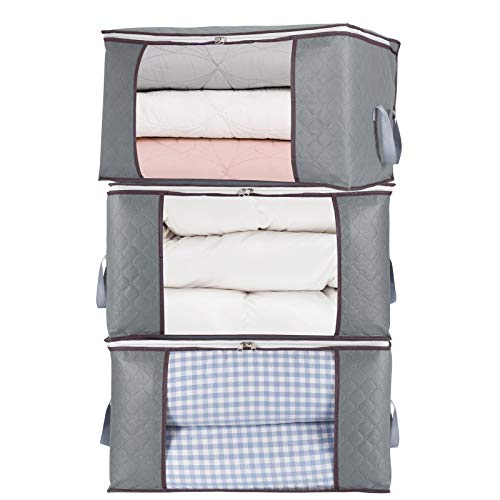 combocube 3Pcs Jumbo Zippered Storage Bag for Closet King Comforter...