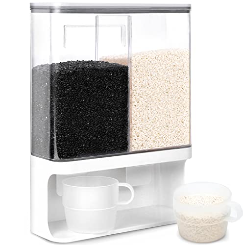 Conworld Rice Dispenser, 6 Lbs Wall-Mounted Rice Storage Container,...