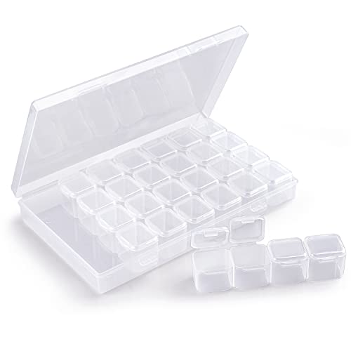 Cosics Rhinestone Storage Organizer Box, 28 Grid Clear Plastic Fals...