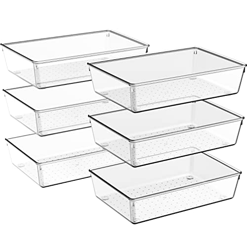 Criusia 6 Pack Large Size Clear Plastic Versatile Acrylic Stackable...