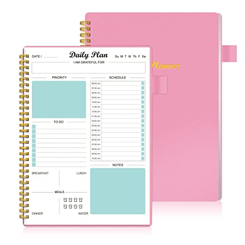 Daily Planner Undated, To Do List Notebook with Hourly Schedule Reg...