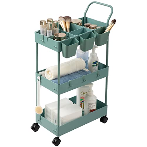 danpinera Storage Cart on Wheels, 3 Tier Bathroom Cart Organizer Sl...