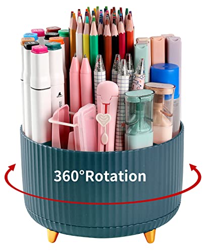 Desk Pencil Pen Holder, 5 Slots 360°Degree Rotating Pencil Pen Org...