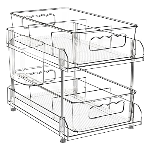 DOMNIU 2 Tier Clear Organizer with Dividers, Pantry Organization an...
