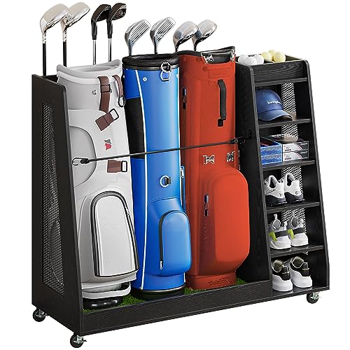 DWVO Golf Bag Organizer for Garage - Wooden Golf Bag Stand Holder w...