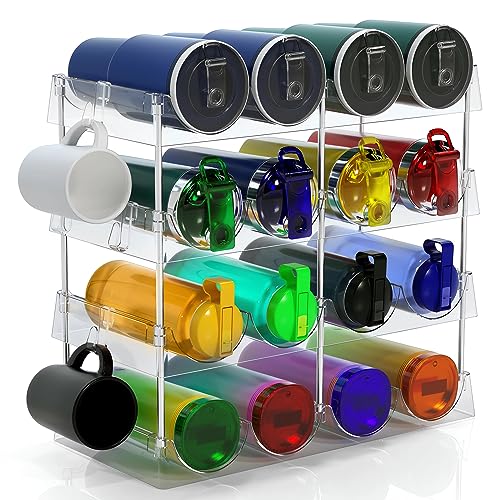 DWWFCC Large Water Bottle Organizer for Cabinet w 8 Hooks - Stackab...