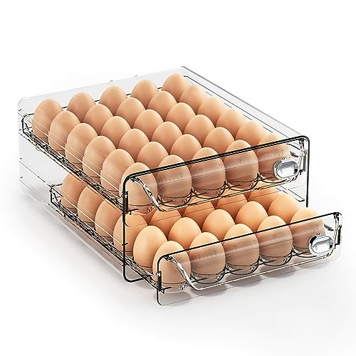 Egg Holder for Refrigerator, 60 Egg Drawer Organizer with Time Scal...