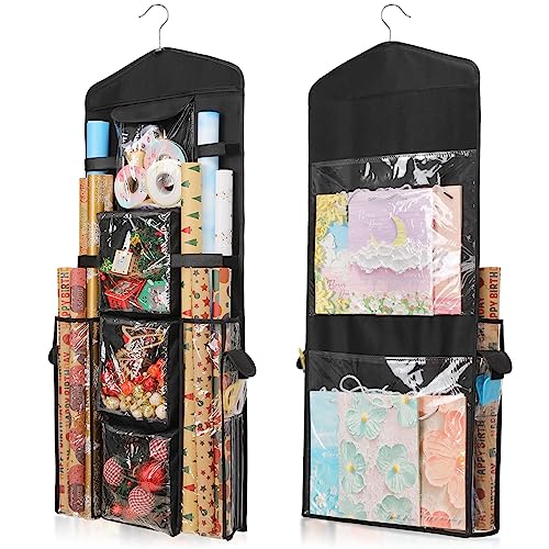 EXLIFBAG Gift Wrap Organizer, Wrapping Paper Storage Holder Double-...