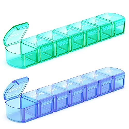 Extra Large Pill Organizer 2 Pack, XL Pill Box 7 Day, Weekly Pill C...