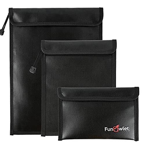 Fireproof Waterproof Money Document Bag - 3 Pack Safe Upgraded Zipp...