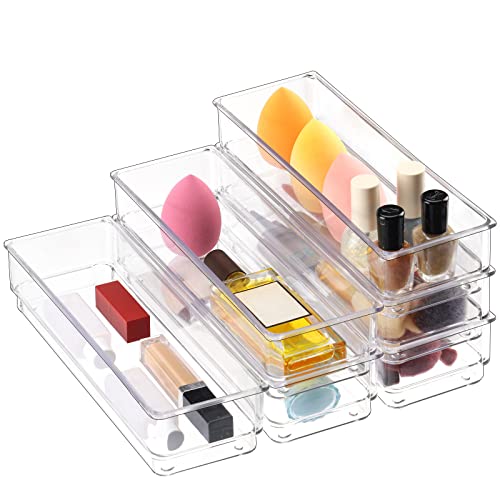 Fixwal 6-Piece Stackable Clear Drawer Organizer Set, 9 x 3 x 2 Plas...