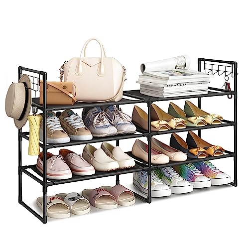 Fixwal Shoe Rack for Closet, Black, 4 Tiers, Shoe Organizer for Clo...