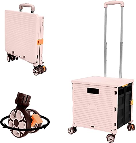 Foldable Utility Cart Folding Portable Rolling Crate Handcart Shopp...