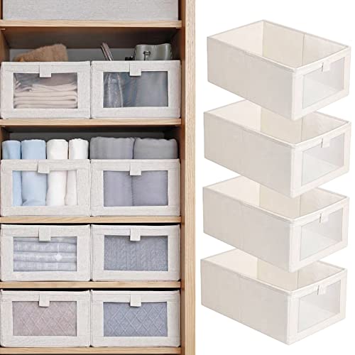 Fordonral 4 Pack Linen Storage Bins, Storage Containers for Organiz...