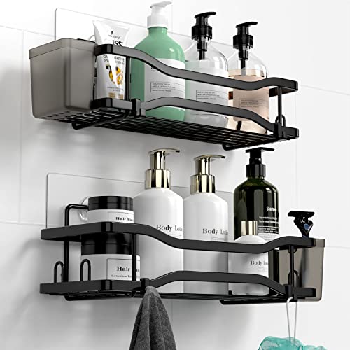 Foukus 2 Pack Bathroom Shower Organizer, Adhesive Shelves with hook...