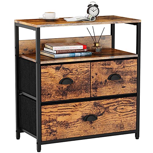 Furologee Nightstand with 3 Drawers, Small Dresser with Storage She...